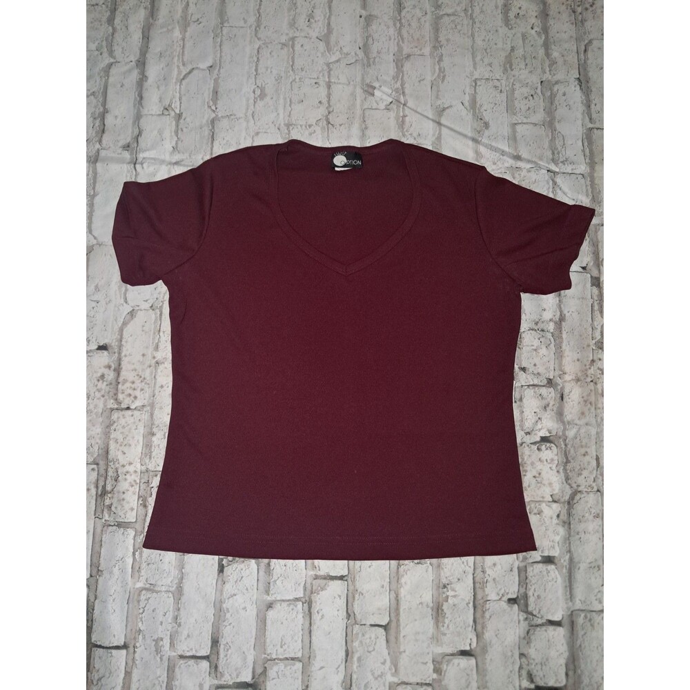 First Option Women's Shirt Size Medium Dark Red Maroon Stretchy